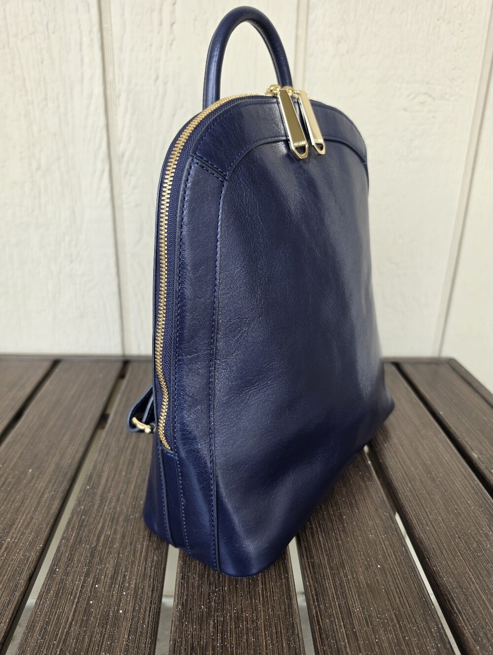 Brahmin Rosemary Deep Navy Leather Backpack with Top Handle - Picture 2 of 10